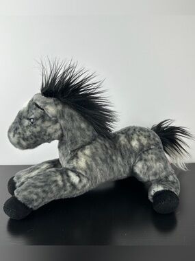 Aurora Flopsie Jack Dapple Horse 12" Gray Black White Stallion Plush